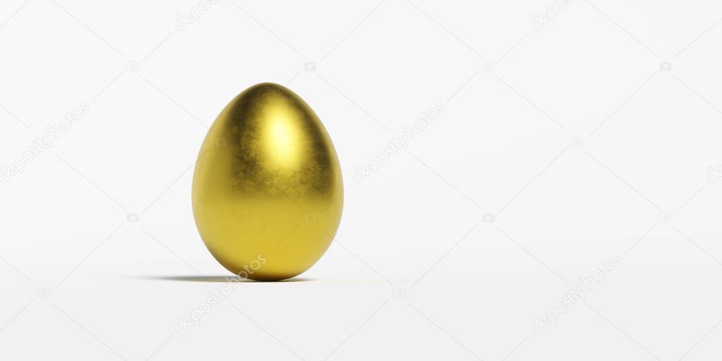 golden easter egg isolated on white background, banner, icon, signboard place for text, wallpaper