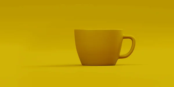 Taza Amarilla Café Aislada Sobre Fondo Amarillo Representación — Foto de Stock