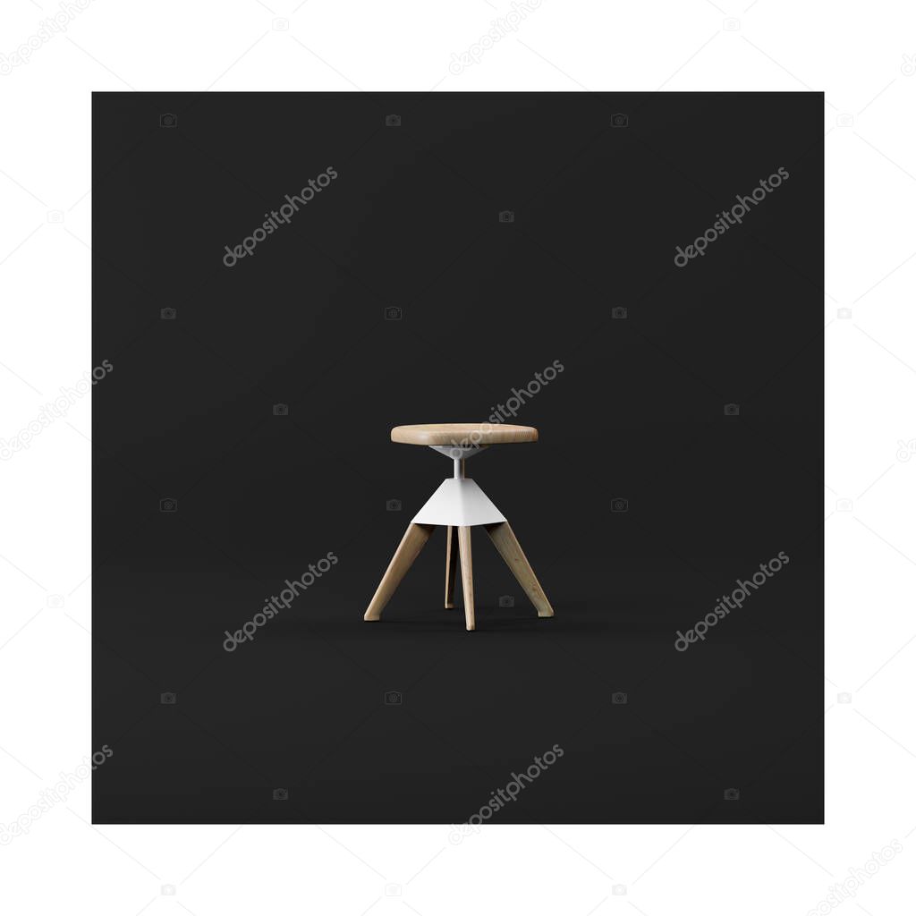 chair isolated on black background, minimal art concept, place for text