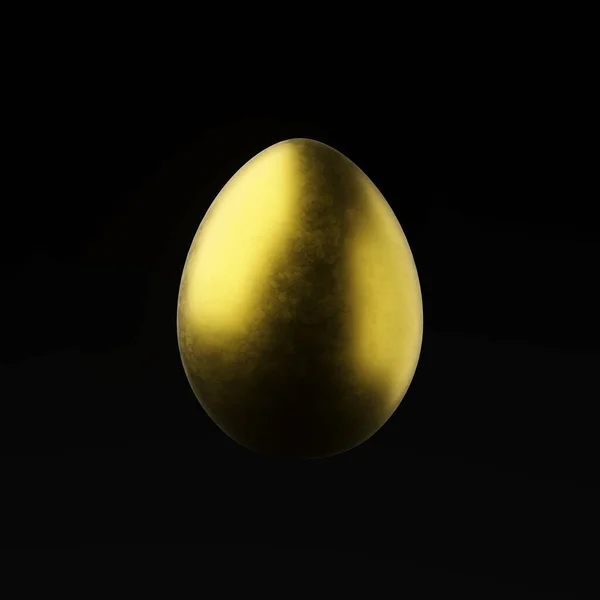 Rendering Golden Egg Isolated Black Background Banner Icon Place Text — Stock Photo, Image