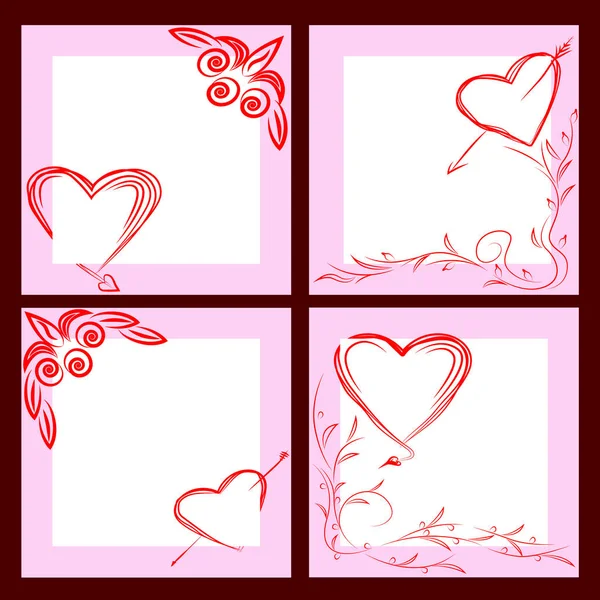 Set of four backgrounds for Valentine's day. The fourteenth of February. — Stock Vector