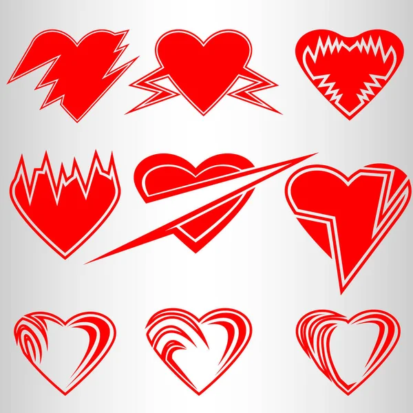 Set of interesting hearts. Set of hearts for holidays, Valentine's day, anniversary. Icons of life. — ストックベクタ