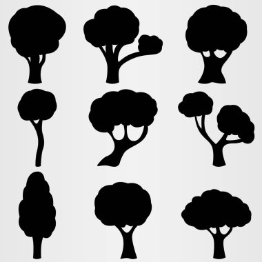 Dokuz farklı ağaç seti. Çeşitli çalışmaların, broşürlerin, posterlerin tasarımı için ayarlandı.