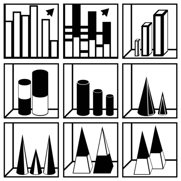 A set of nine different charts for presentations and other purposes. — 스톡 벡터