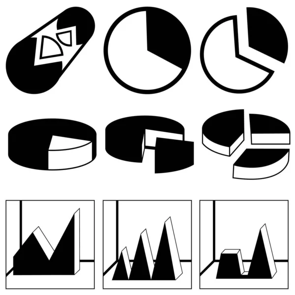 Ein Satz von neun verschiedenen Diagrammen für Präsentationen und andere Zwecke. — Stockvektor