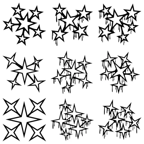 Conjunto Nove Ilustrações Vários Quadros Feitos Formas Geométricas Conjunto Estrelas — Vetor de Stock