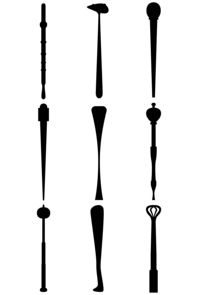 Set Nine Different Types Medieval Maces Illustration Various Purposes Icons — Stock Vector