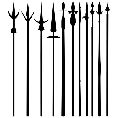 On bir farklı ortaçağ kopyasından oluşan bir set. İkonların, broşürlerin, afişlerin, logoların çeşitli amaçları için illüstrasyon. Vektör illüstrasyonu.