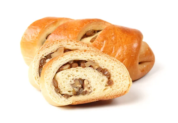 Färskt Bakat Bröd Med Valnötter Och Russin — Stockfoto