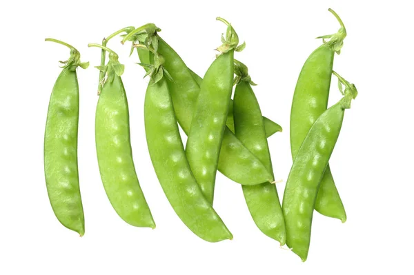 Snow Peas Mange Tout Изолированы Белом Фоне — стоковое фото