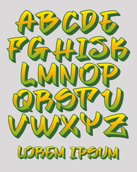 Graffiti font 3D - Escrito a mano - alfabeto vectorial — Archivo Imágenes Vectoriales