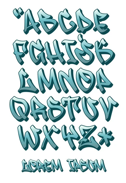 Graffiti font 3D- Hand written - Vector alphabet — Stock Vector