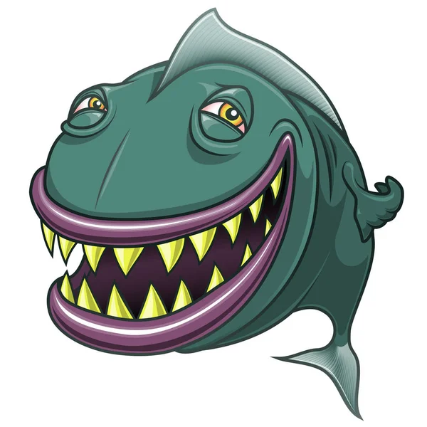 Sorridente felice pesce cartone animato isolato su bianco . — Vettoriale Stock