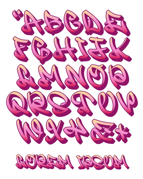 Graffiti alfabeto 3D- Escrito a mano - Fuente vectorial — Archivo Imágenes Vectoriales