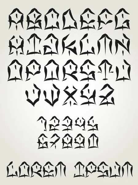 West Coast graffiti font - Carta de tatuaje escrita a mano- Vector — Archivo Imágenes Vectoriales