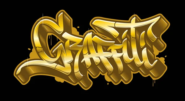 Grafiti altın grafiti tarzı Word'deki. Altın vektör metin — Stok Vektör