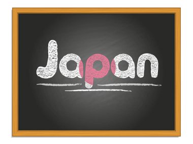 Japonya ülke adı ve bayrak rengi tebeşir harfleri tahtada