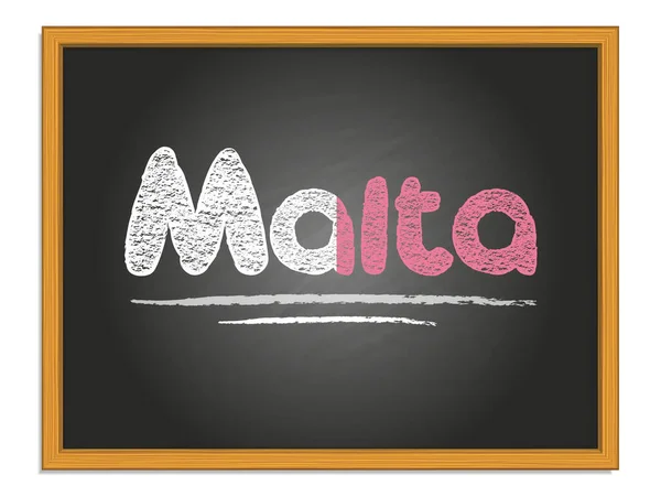 Malta país nome e cor da bandeira giz lettering no quadro — Vetor de Stock