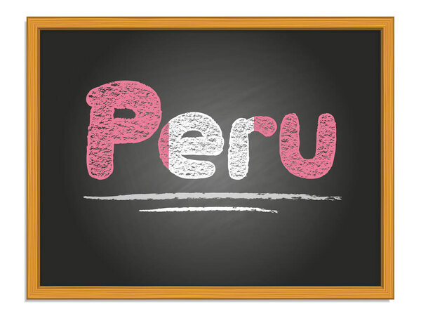 Название страны Перу и цвет флага мел надпись на доске
