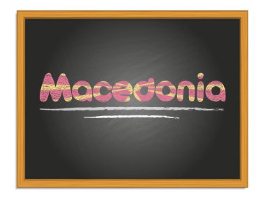 Makedonya ülke adı ve bayrak renginde tebeşir harfleri