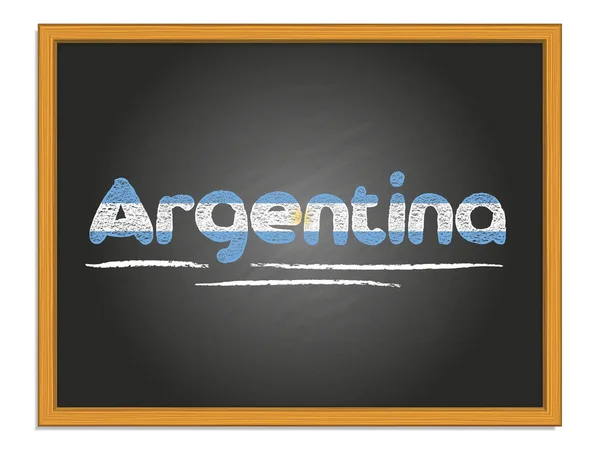 Nombre del país y color de la bandera argentina tiza en tiza — Vector de stock