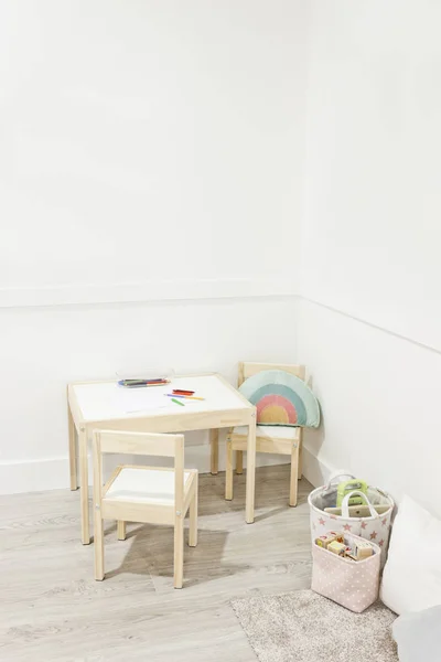 Gender-neutral decoration in children room corner. Scandinavian 