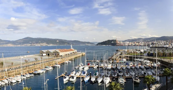 Panorama Ústí Vigo Přístav Real Club Nautico Yacht Club Transatlantický — Stock fotografie