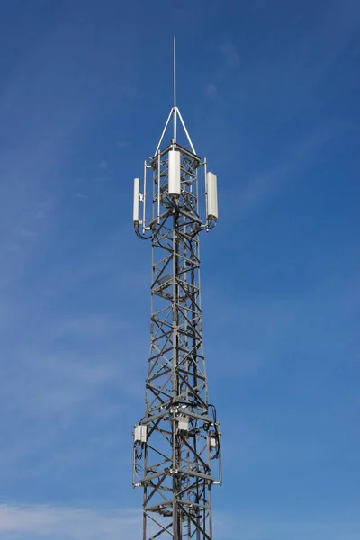Telecommunications wireless cellphone antennas tower. 5g high speed internet transmitters.