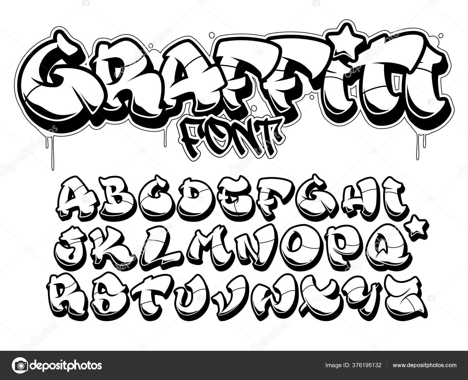 Vector Font Old School Graffiti Style Capital Letters Alphabet Isolated Vector Font Old School Graffiti Style Capital Letters Alphabet Isolated