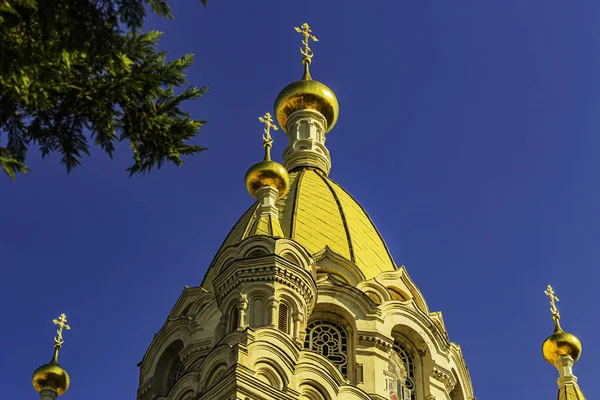 Cúpula Dourada Catedral Intercessão Bem Aventurada Virgem Maria Sevastopol — Fotografia de Stock