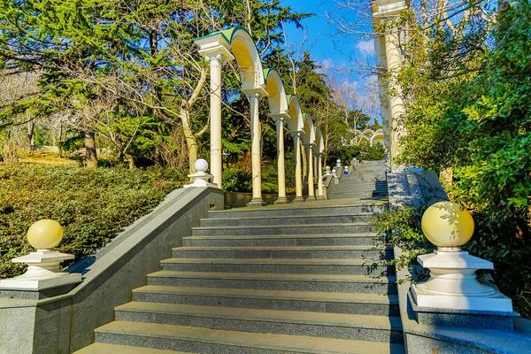 A wide stone staircase with a massive railing became a decoration for the Park.