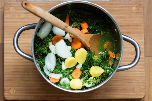 Preparing of vegetable soup — Stock Photo, Image