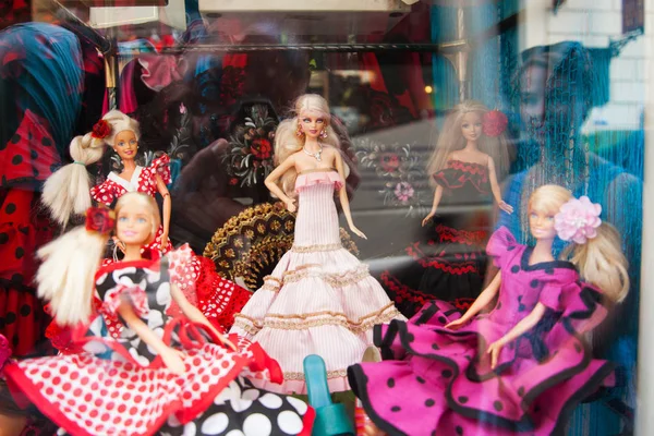 Barbie dolls wearing like Flamenco dancers — Stock Photo, Image