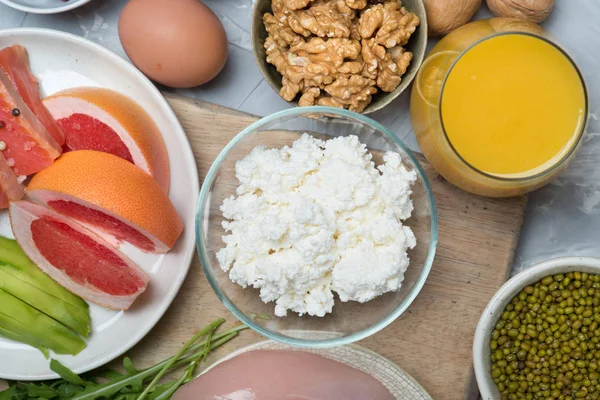 Conjunto de alimentos de origen proteico saludable — Foto de Stock