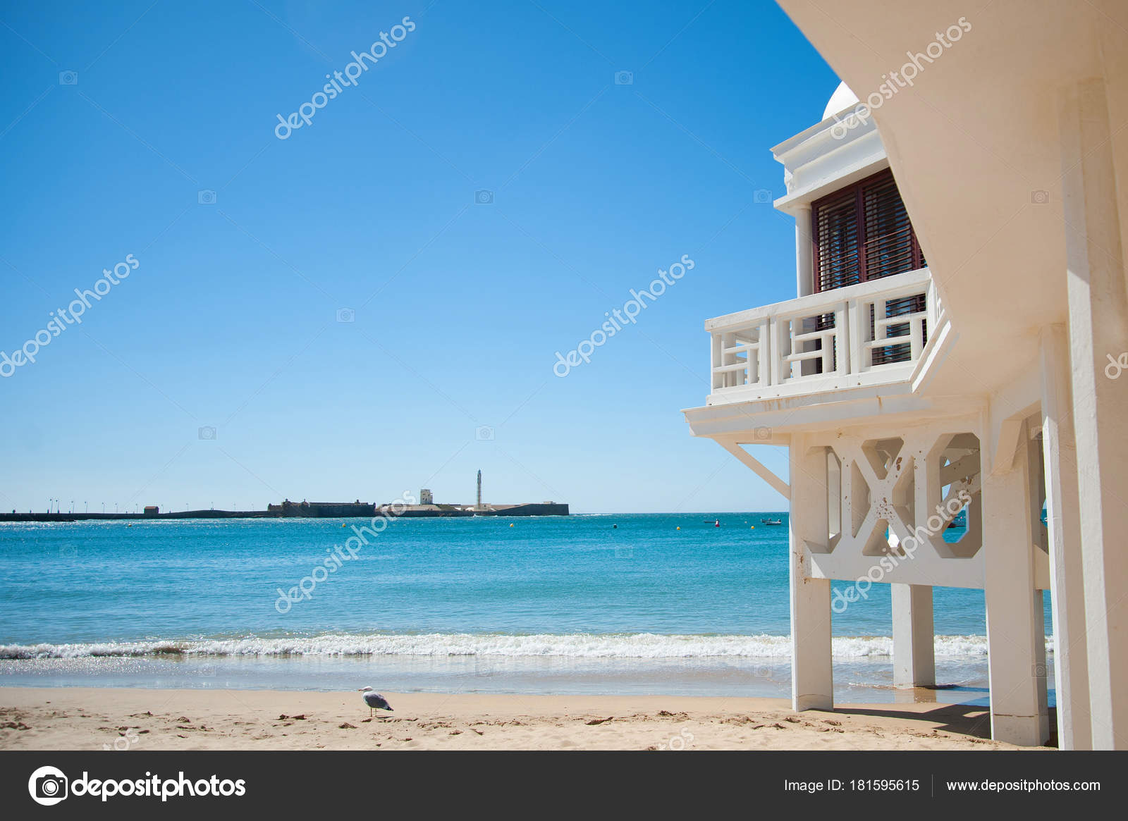 Beautiful Beach Playa Caleta Blue Water Blue Sky Cadiz Spain
