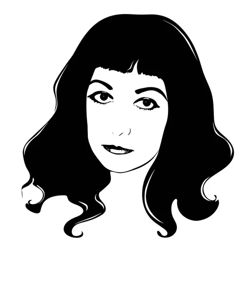 Retrato Vectorial Femenino Gráficos Blanco Negro — Vector de stock