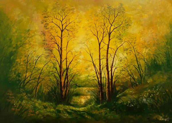 Talking trees. Oil painting on canvas. Handmade.