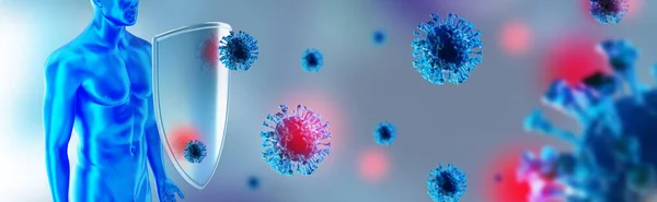 Immune System Protection Viruses Bacterias Humans Shield Coronavirus Immune Defense — Stock Photo, Image