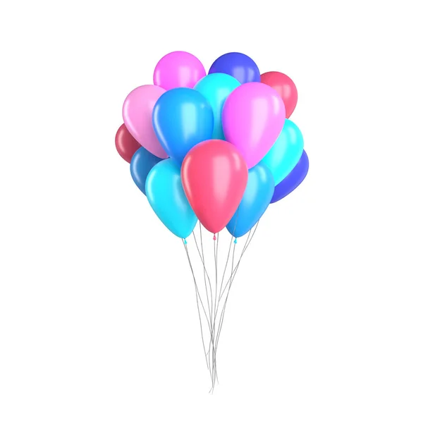 Group Birthday Party Colorful Ballons Isolated White Background — Stock Photo, Image