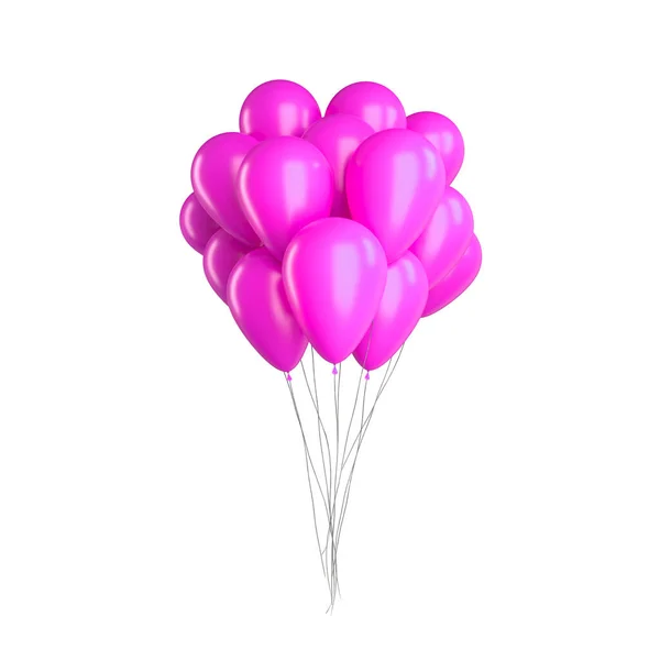 Group Birthday Party Pink Ballons Isolated White Background — Stock Photo, Image