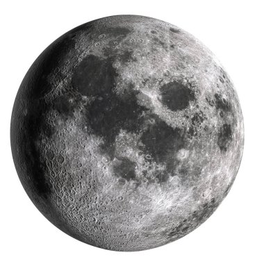 Yüksek çözünürlüklü dolunay beyaz arkaplanda izole edildi.