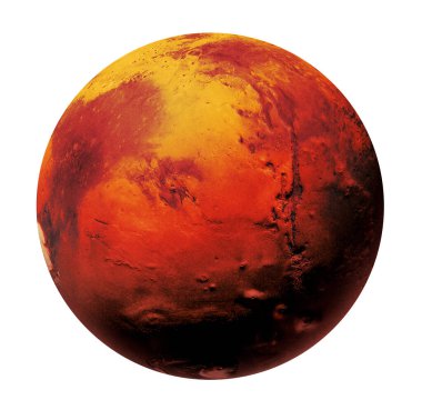 Mars uzayda Güneş Sistemi 'nin Kızıl Gezegeni. Yüksek çözünürlüklü sanat sunar..