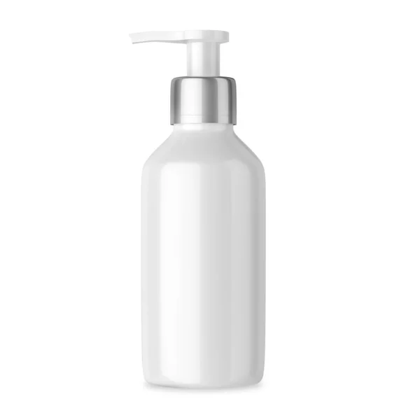 Butelka Kosmetyczna Pompą Płynu Kosmetyka Odizolowana Białym Tle — Zdjęcie stockowe