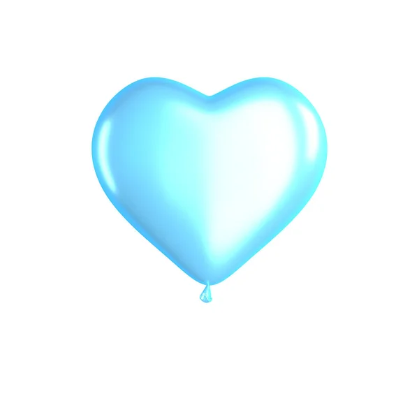 Hartvormige Lichtblauwe Ballon Geïsoleerd Witte Achtergrond Valentijnsdag Liefdessymbool — Stockfoto