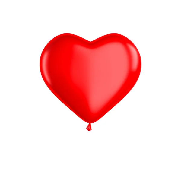 Hartvormige Rode Ballon Geïsoleerd Witte Achtergrond Valentijnsdag Liefdessymbool — Stockfoto