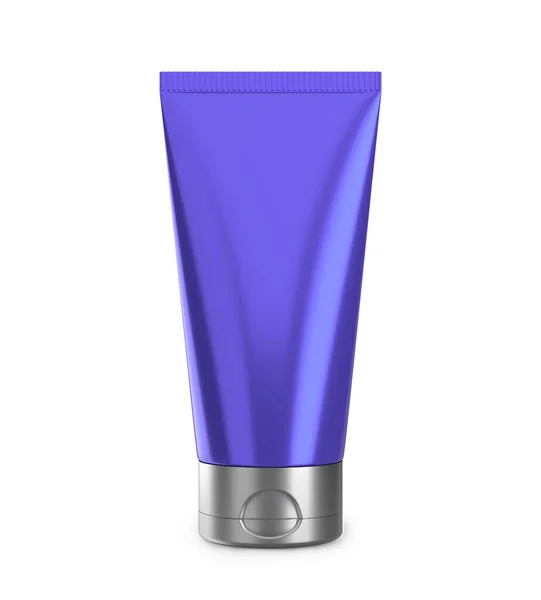 Violette Crème Lotion Buis Geïsoleerd Wit Plastic Blanco Mockup Container — Stockfoto