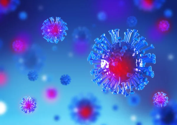 Pandemia Coronavirus Virus Covid Ncp Microbiología Virología Concepto Renderizado — Foto de Stock