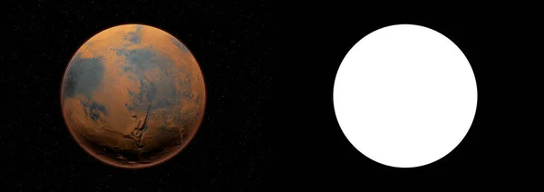 火星是太阳系在太空中的红色行星 高分辨率的艺术呈现火星 软垫面罩包括 — 图库照片