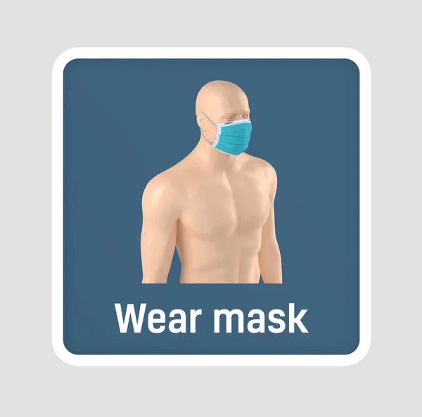 Veiligheidsbeginselen Van Het Coronavirus Draag Een Masker Weergave Veiligheidsteken — Stockfoto