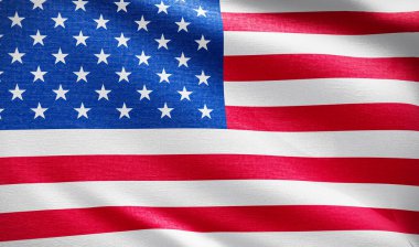 Kumaştan Amerikan bayrağı. Amerika Birleşik Devletleri afiş arka planı. Yüksek çözünürlüklü vatansever sembolü.